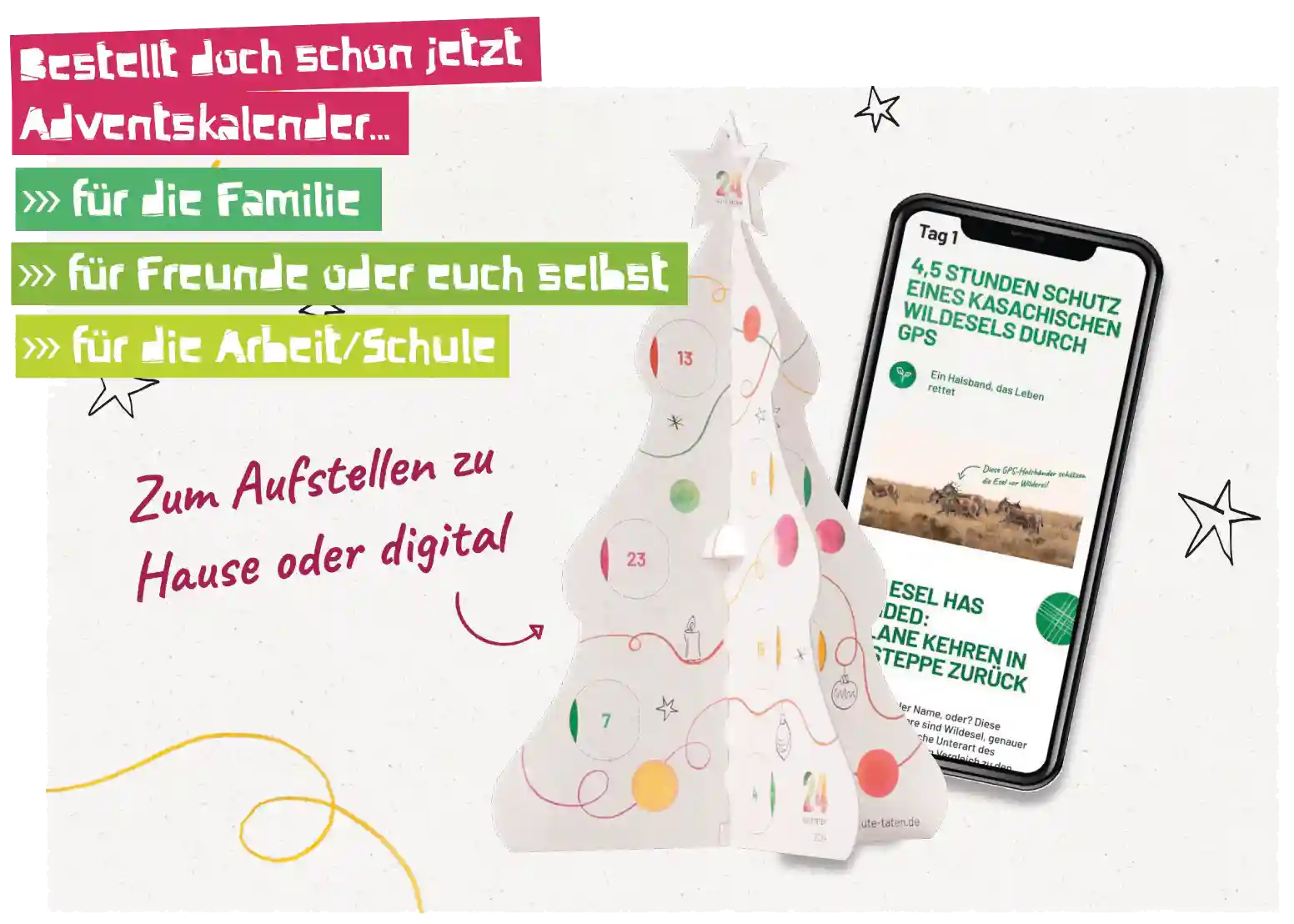 Werbung für den 24 GUTE TATEN Adventskalender